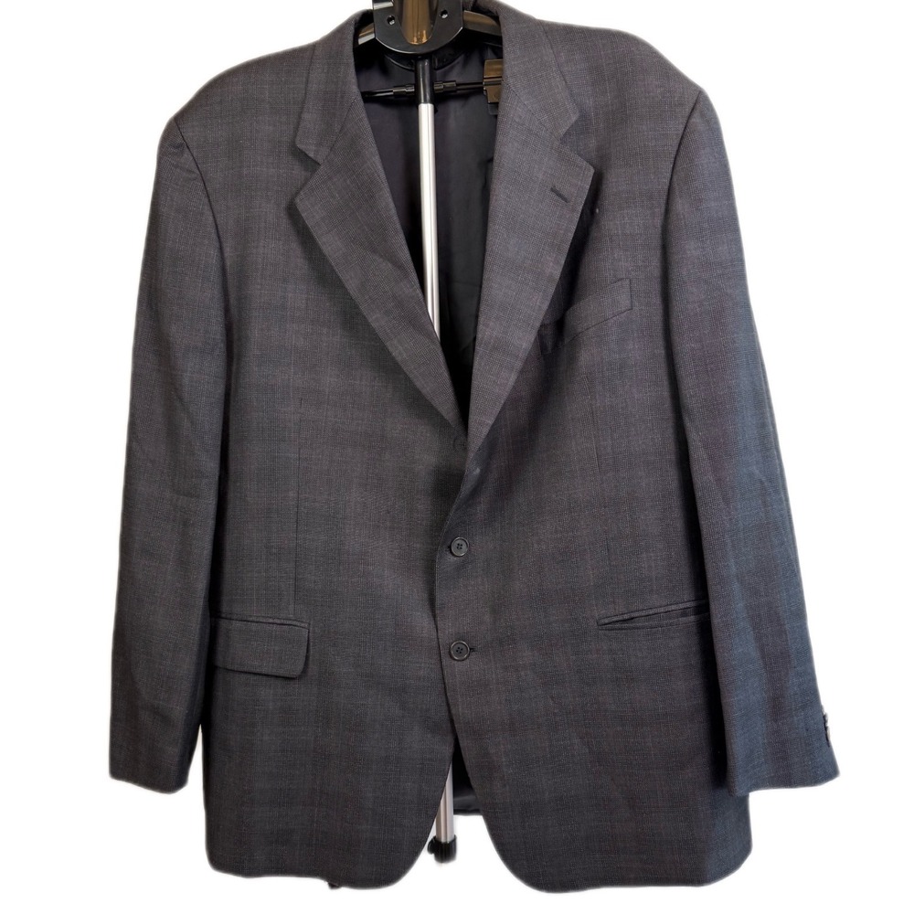 Giorgio Zillioni Mens Grey Glen Plaid 100% Wool Blazer Sport Coat Made in Italy